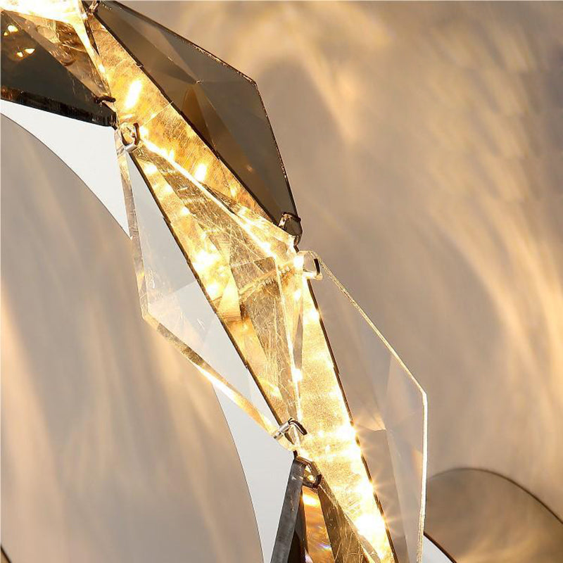 Prismatic Round Crystal Hardware LED Wall Sconce Lamp