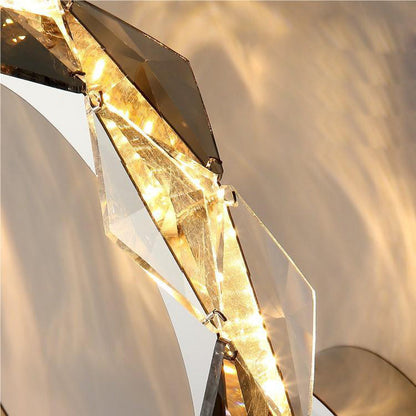 Prismatic Round Crystal Hardware LED Wall Sconce Lamp