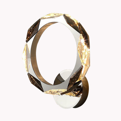 Prismatic Round Crystal Hardware LED Wall Sconce Lamp