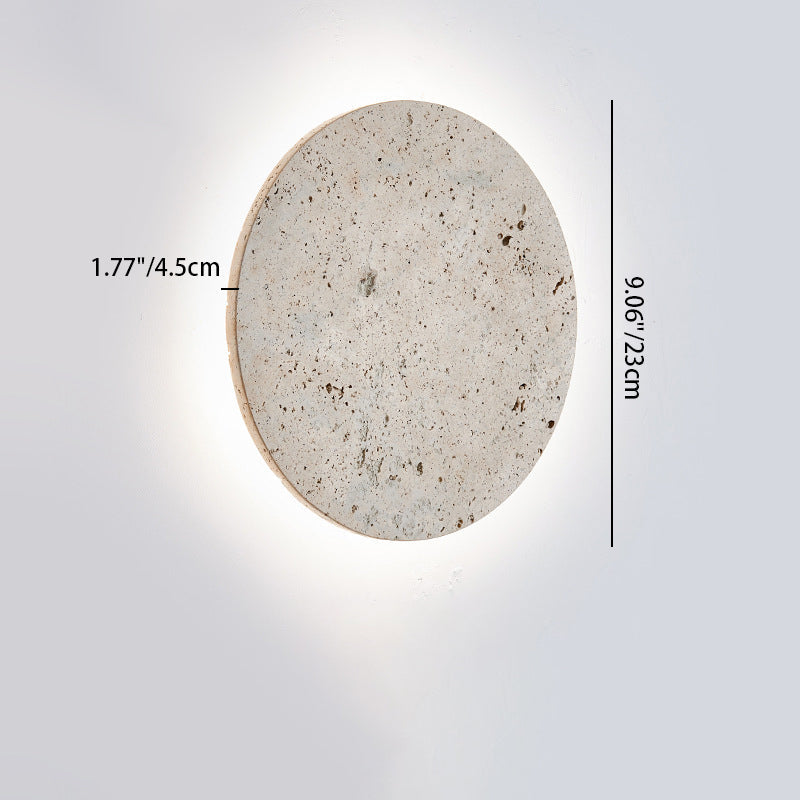 Japanese Round Yellow Travertine LED Wall Sconce Lamp