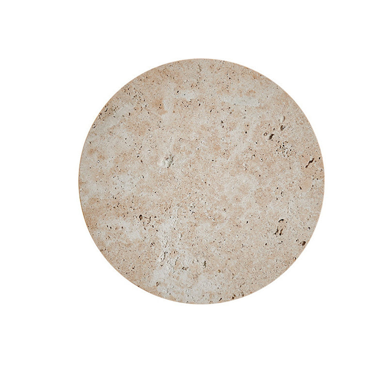 Japanese Round Yellow Travertine LED Wall Sconce Lamp