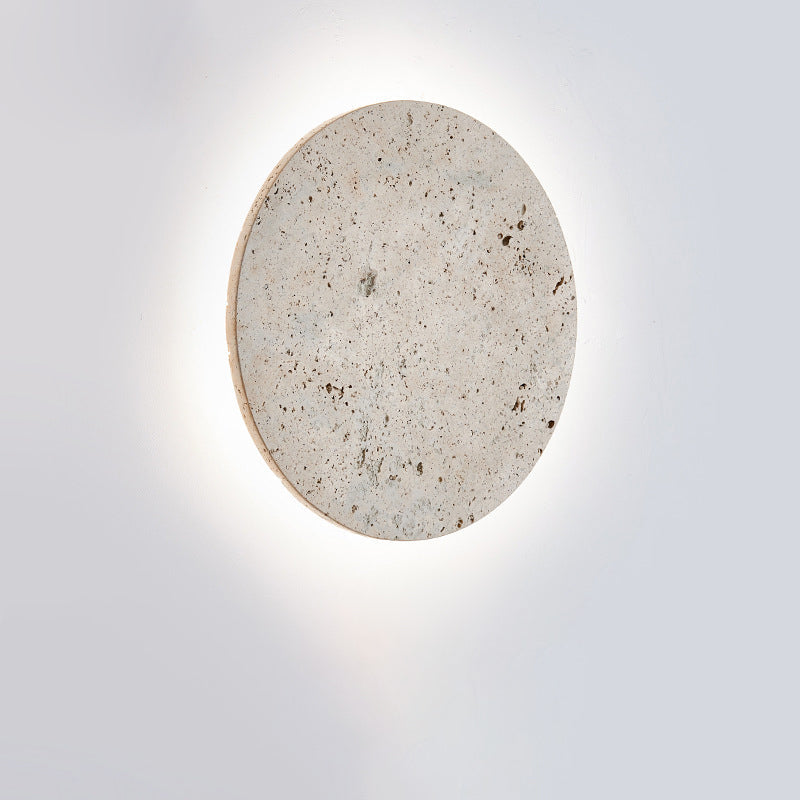 Japanese Round Yellow Travertine LED Wall Sconce Lamp