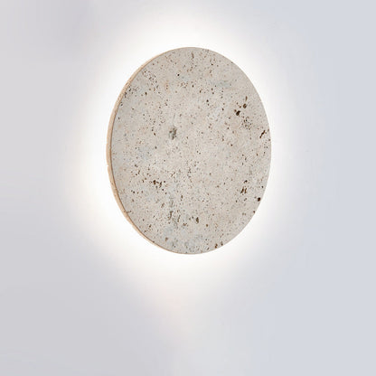 Japanese Round Yellow Travertine LED Wall Sconce Lamp