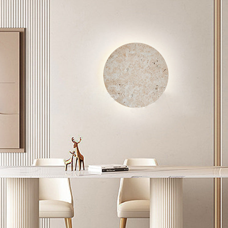 Japanese Round Yellow Travertine LED Wall Sconce Lamp