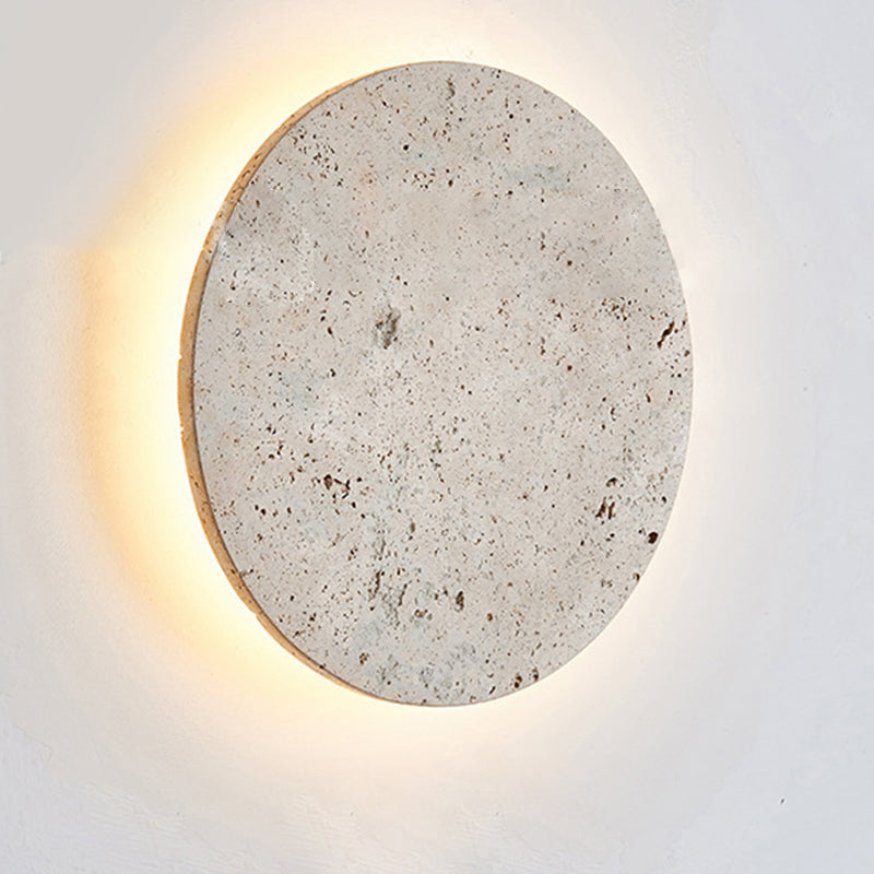 Japanese Round Yellow Travertine LED Wall Sconce Lamp