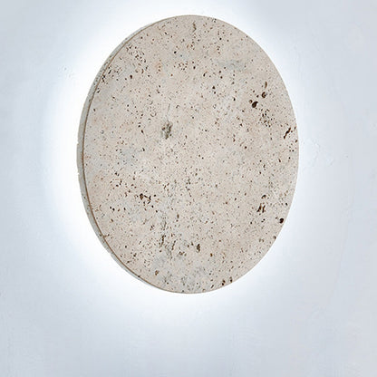 Japanese Round Yellow Travertine LED Wall Sconce Lamp