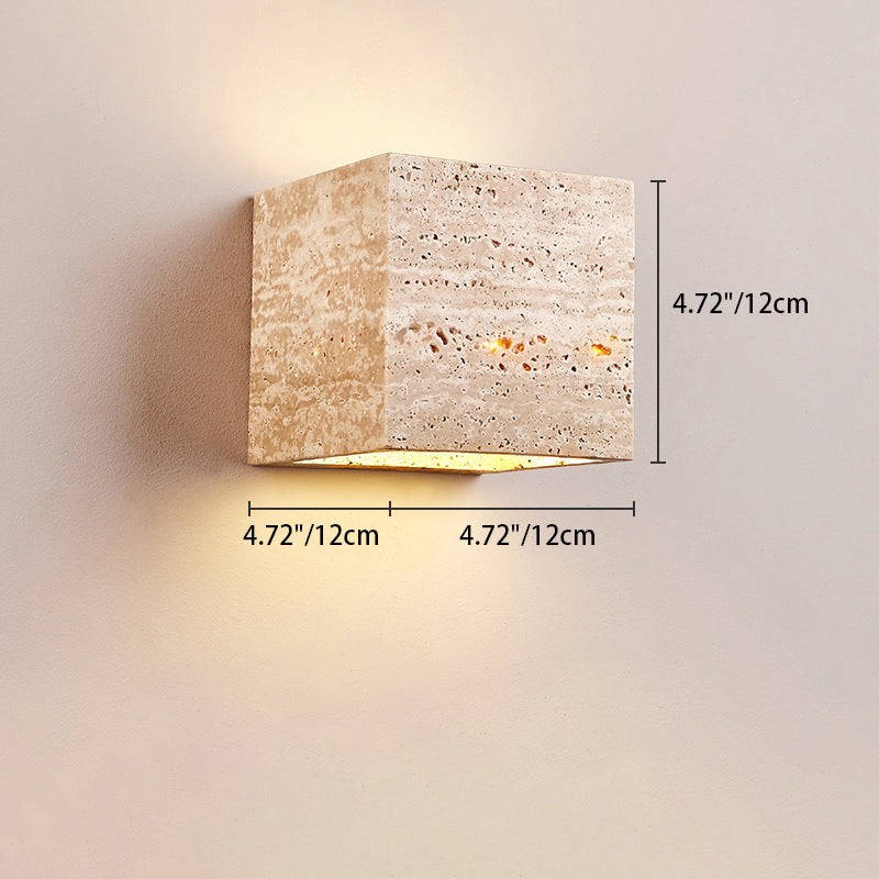 Japanese Yellow Travertine Iron LED Wall Sconce Lamp