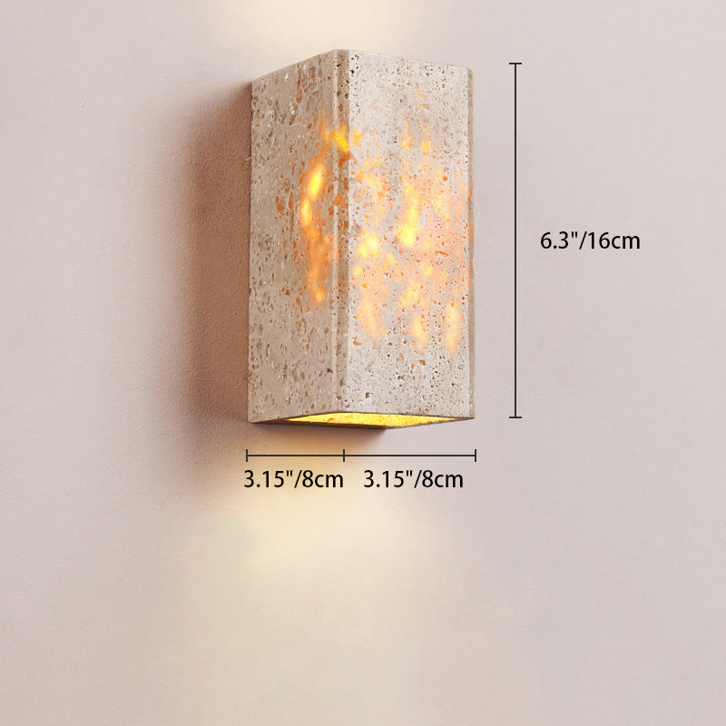 Japanese Yellow Travertine Iron LED Wall Sconce Lamp