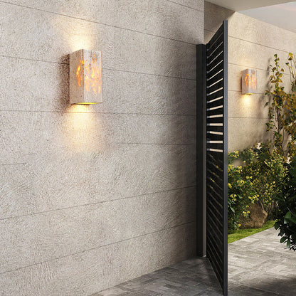 Japanese Yellow Travertine Iron LED Wall Sconce Lamp