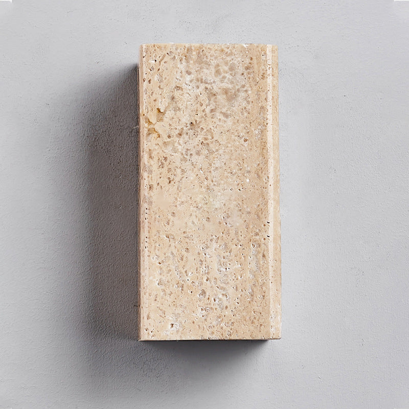 Japanese Yellow Travertine Iron LED Wall Sconce Lamp