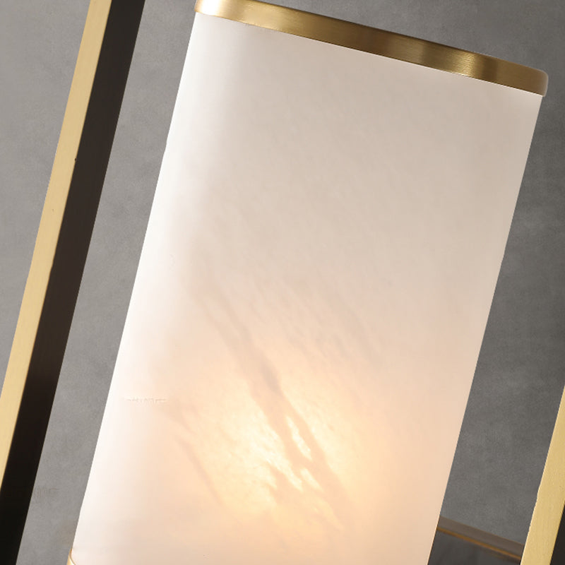 Chinese Square Glass Copper 1-Light Wall Sconce Lamp