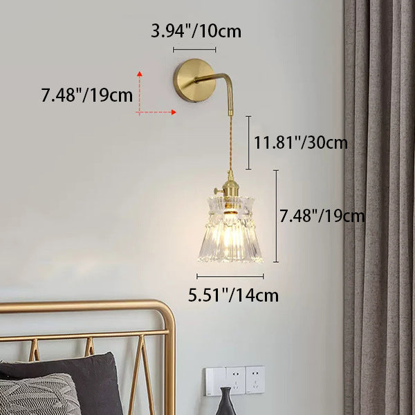 Flower Petals Glass Iron Copper 1-Light Wall Sconce Lamp