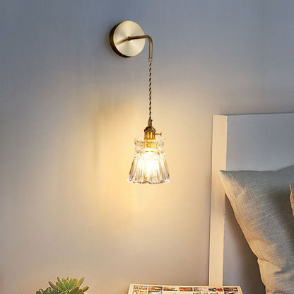 Flower Petals Glass Iron Copper 1-Light Wall Sconce Lamp