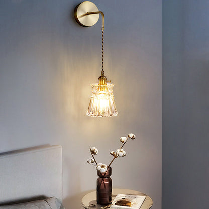 Flower Petals Glass Iron Copper 1-Light Wall Sconce Lamp