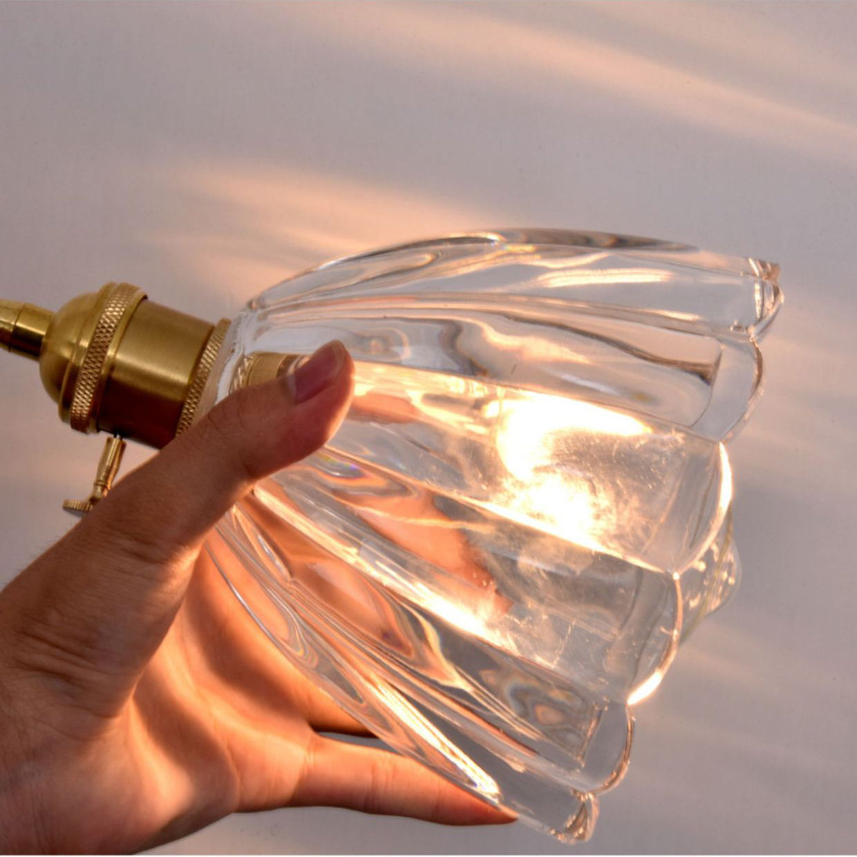 Flower Petals Glass Iron Copper 1-Light Wall Sconce Lamp