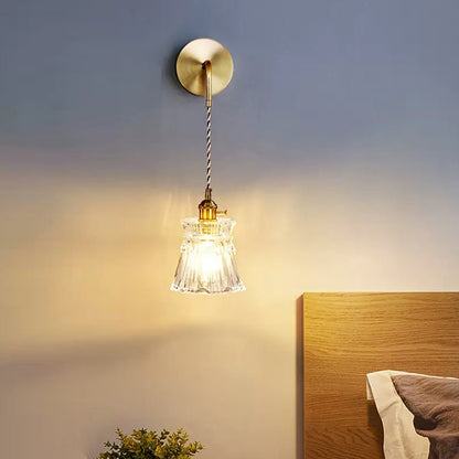 Flower Petals Glass Iron Copper 1-Light Wall Sconce Lamp