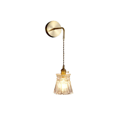 Flower Petals Glass Iron Copper 1-Light Wall Sconce Lamp