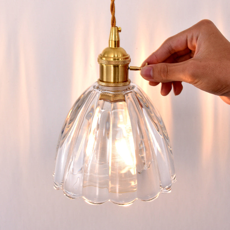 Flower Petals Glass Iron Copper 1-Light Wall Sconce Lamp