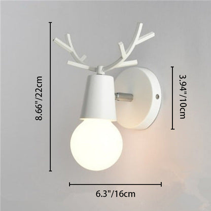 Deco Round Glass Rubberwood Metal 1-Light Wall Sconce Lamp
