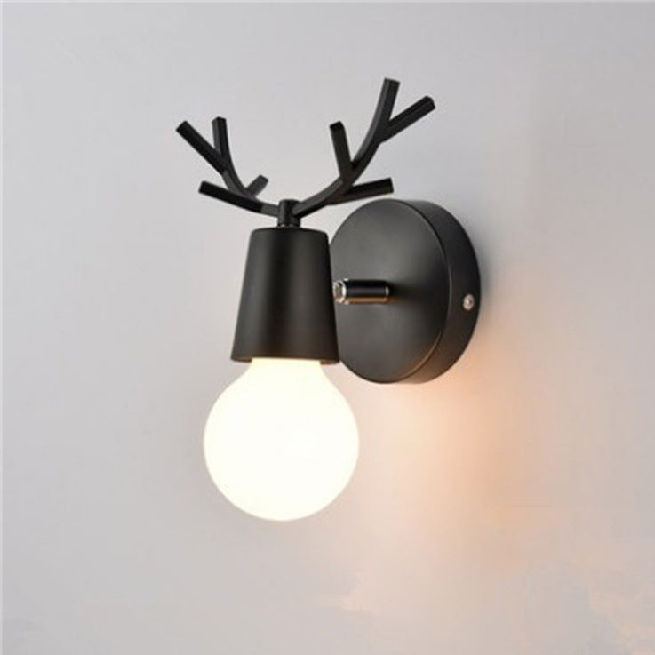 Deco Round Glass Rubberwood Metal 1-Light Wall Sconce Lamp