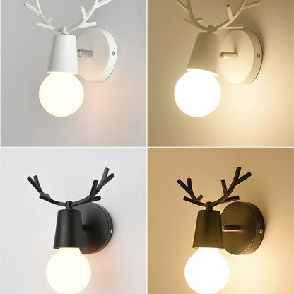 Deco Round Glass Rubberwood Metal 1-Light Wall Sconce Lamp