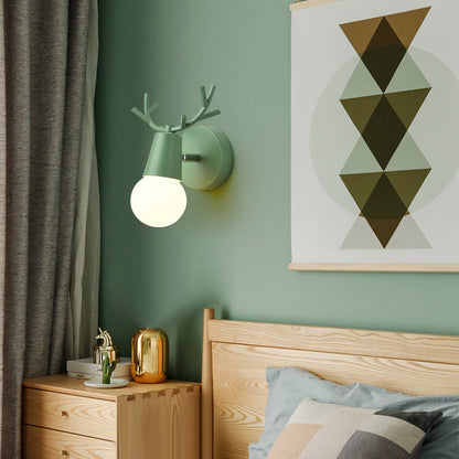 Deco Round Glass Rubberwood Metal 1-Light Wall Sconce Lamp