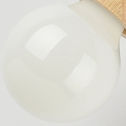 Deco Round Glass Rubberwood Metal 1-Light Wall Sconce Lamp