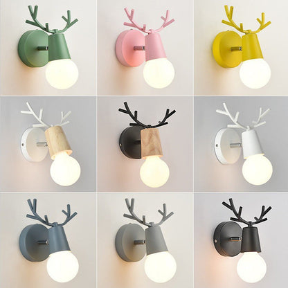 Deco Round Glass Rubberwood Metal 1-Light Wall Sconce Lamp
