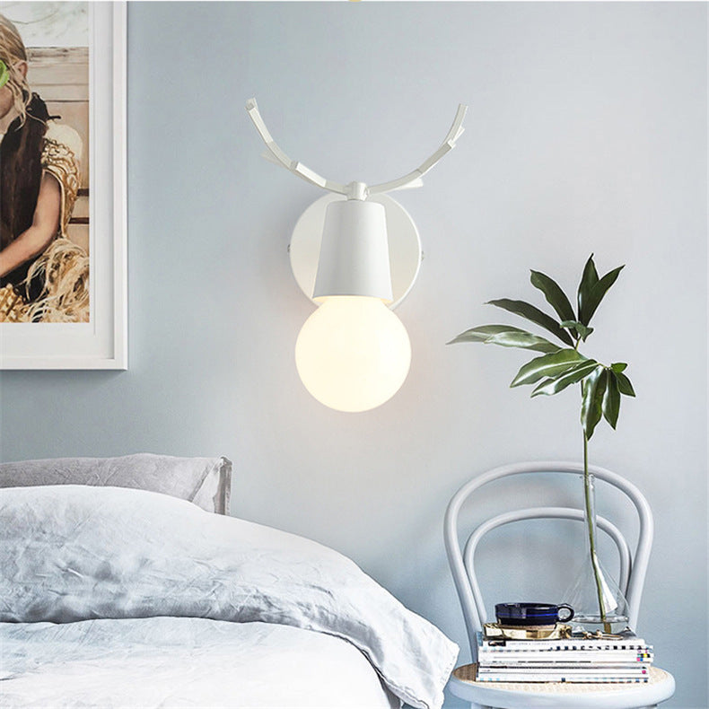 Deco Round Glass Rubberwood Metal 1-Light Wall Sconce Lamp