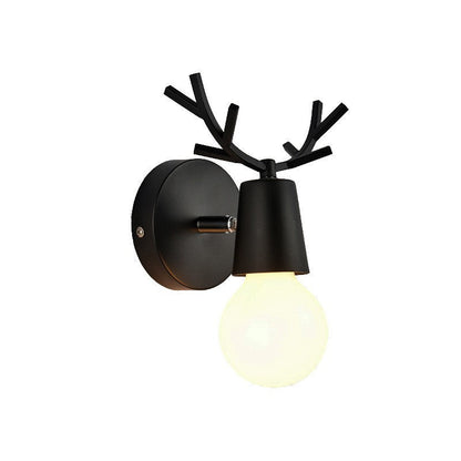 Deco Round Glass Rubberwood Metal 1-Light Wall Sconce Lamp