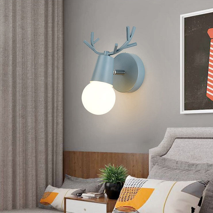 Deco Round Glass Rubberwood Metal 1-Light Wall Sconce Lamp