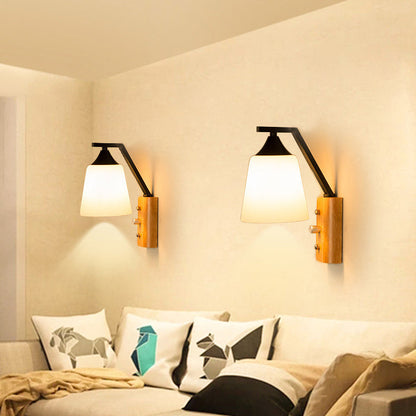Scandinavian Square Glass Iron 1-Light Wall Sconce Lamp