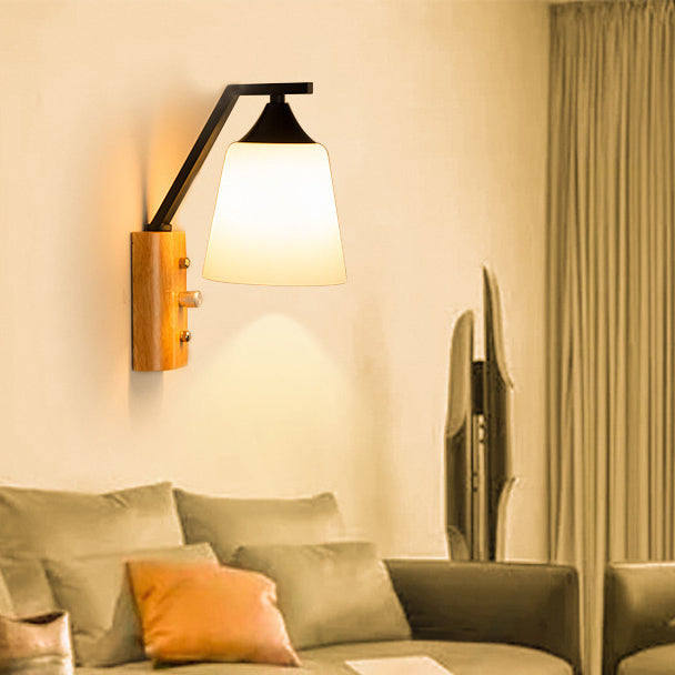 Scandinavian Square Glass Iron 1-Light Wall Sconce Lamp
