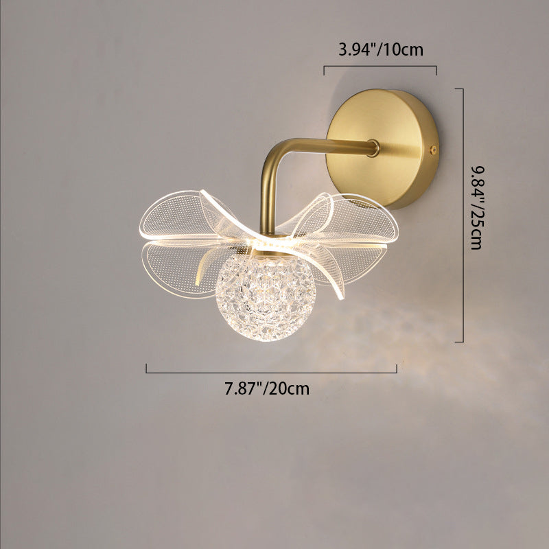Art Deco Flower Curved Acrylic Iron LED Wall Sconce Lamp