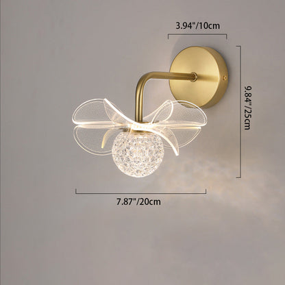 Art Deco Flower Curved Acrylic Iron LED Wall Sconce Lamp