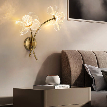 Art Deco Flower Curved Acrylic Iron LED Wall Sconce Lamp