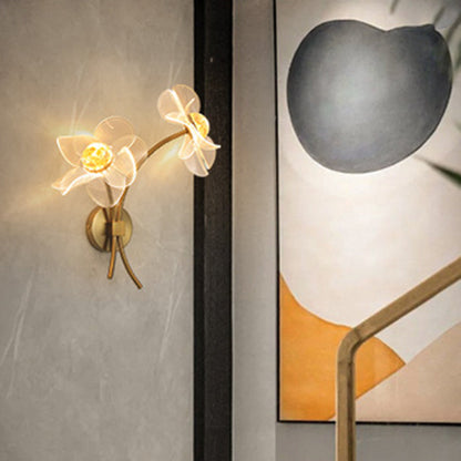 Art Deco Flower Curved Acrylic Iron LED Wall Sconce Lamp