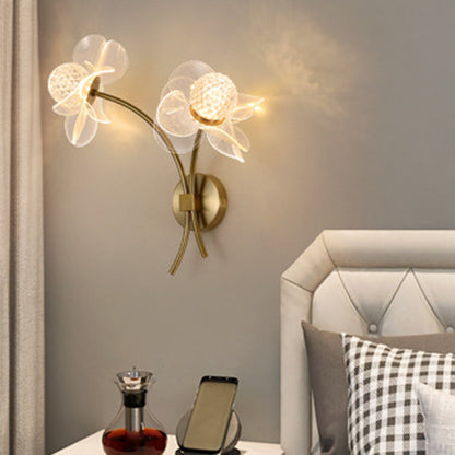 Art Deco Flower Curved Acrylic Iron LED Wall Sconce Lamp