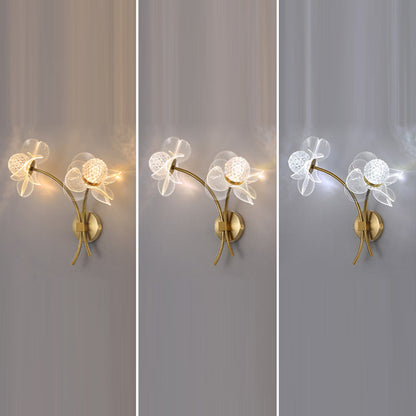 Art Deco Flower Curved Acrylic Iron LED Wall Sconce Lamp