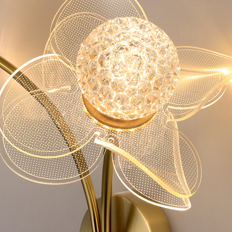 Art Deco Flower Curved Acrylic Iron LED Wall Sconce Lamp