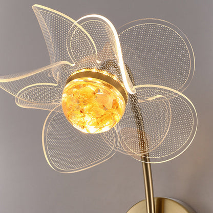 Art Deco Flower Curved Acrylic Iron LED Wall Sconce Lamp