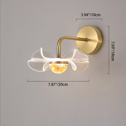 Art Deco Flower Curved Acrylic Iron LED Wall Sconce Lamp