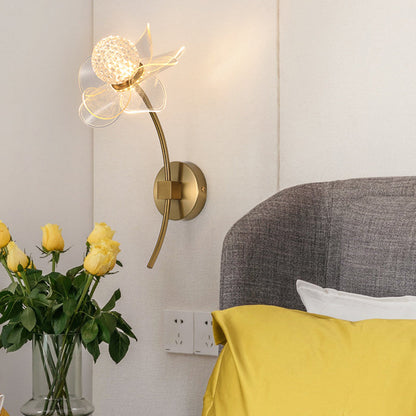 Art Deco Flower Curved Acrylic Iron LED Wall Sconce Lamp