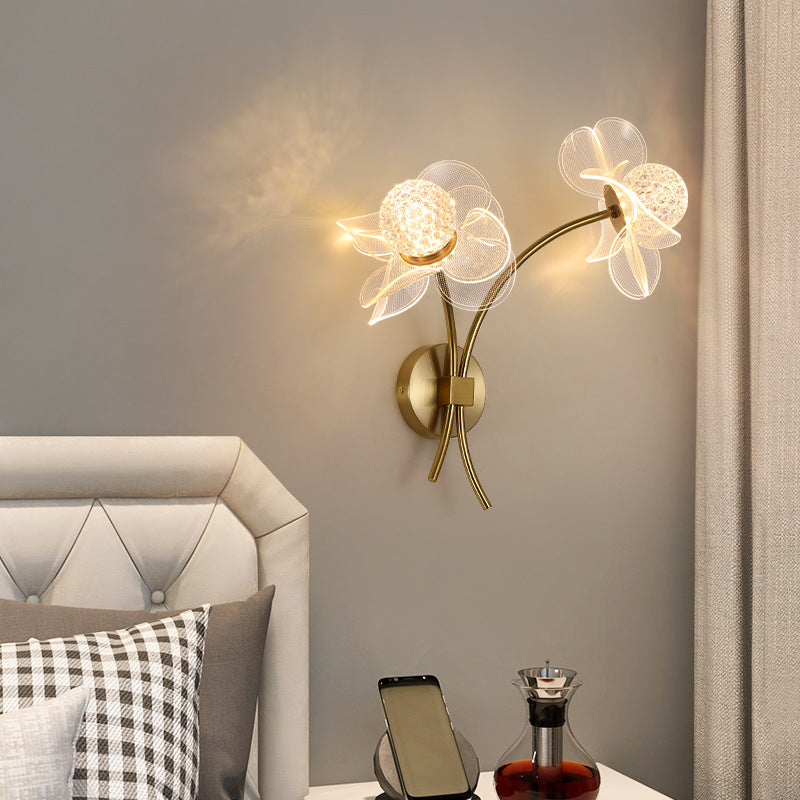 Art Deco Flower Curved Acrylic Iron LED Wall Sconce Lamp