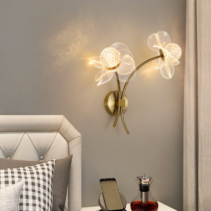 Art Deco Flower Curved Acrylic Iron LED Wall Sconce Lamp