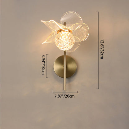Art Deco Flower Curved Acrylic Iron LED Wall Sconce Lamp