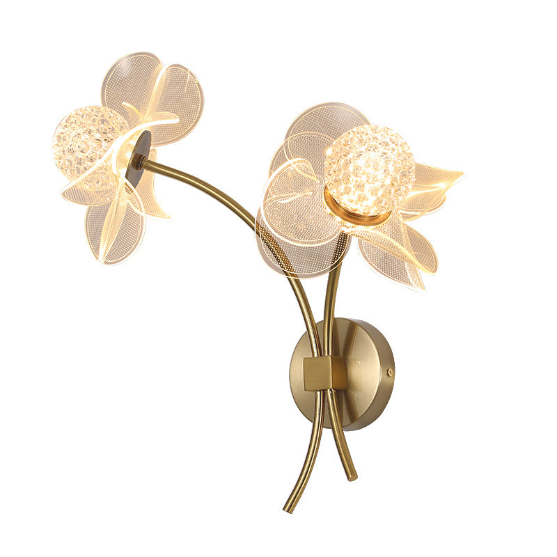 Art Deco Flower Curved Acrylic Iron LED Wall Sconce Lamp