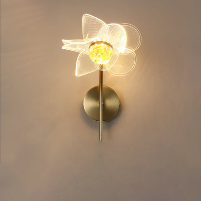 Art Deco Flower Curved Acrylic Iron LED Wall Sconce Lamp