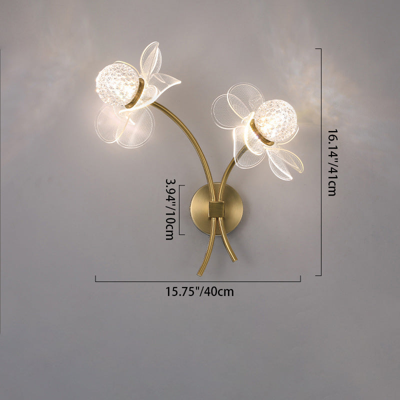 Art Deco Flower Curved Acrylic Iron LED Wall Sconce Lamp