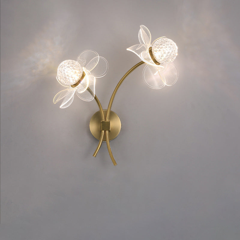 Art Deco Flower Curved Acrylic Iron LED Wall Sconce Lamp